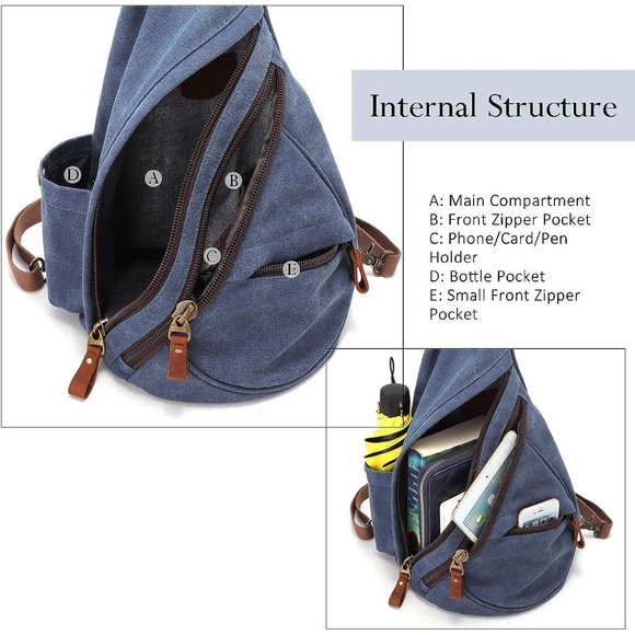 Women Small Casual Canvas Sling Crossbody Shoulder Backpack
